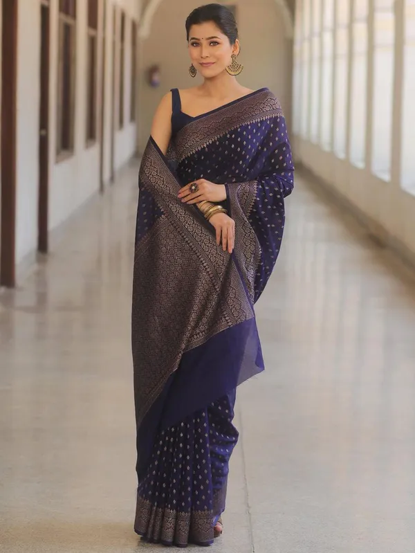 Navy_Blue_Jacquard_Premium_Saree_For_Women