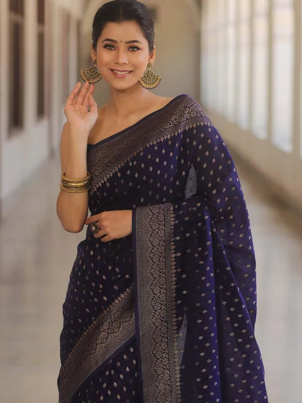 Navy_Blue_Jacquard_Premium_Saree_For_Women