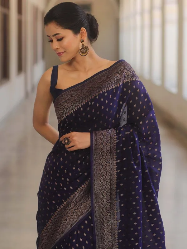 Navy_Blue_Jacquard_Premium_Saree_For_Women
