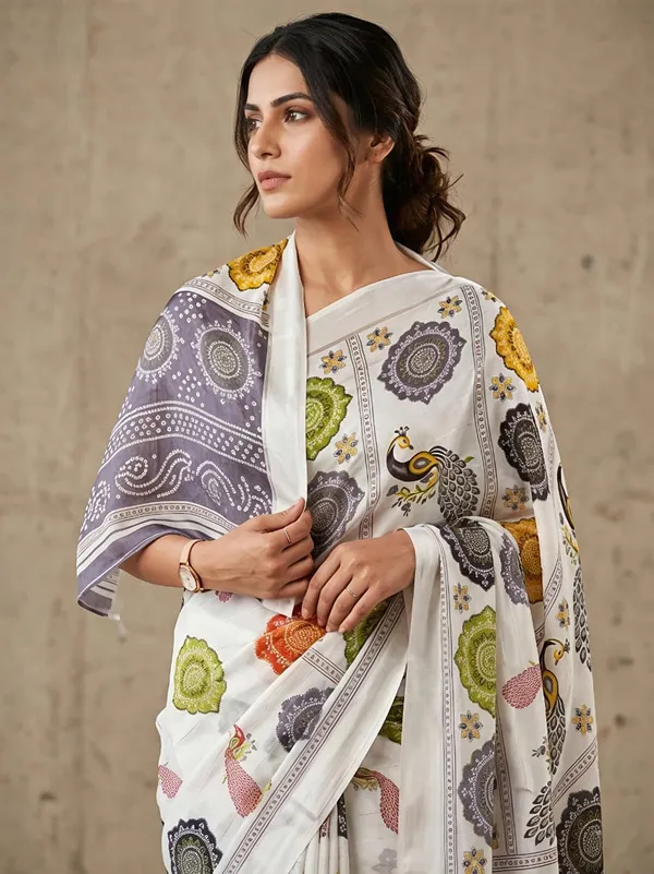White_Jacquard_Premium_Saree_For_Women