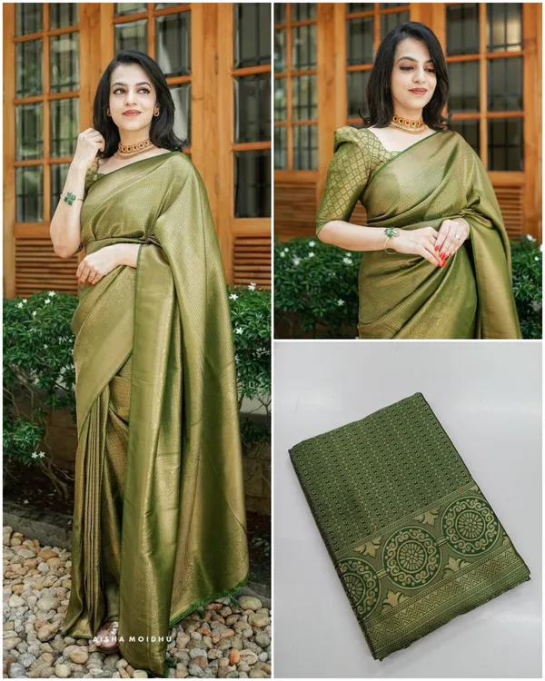 Olive_Green_Jacquard_Premium_Saree_For_Women