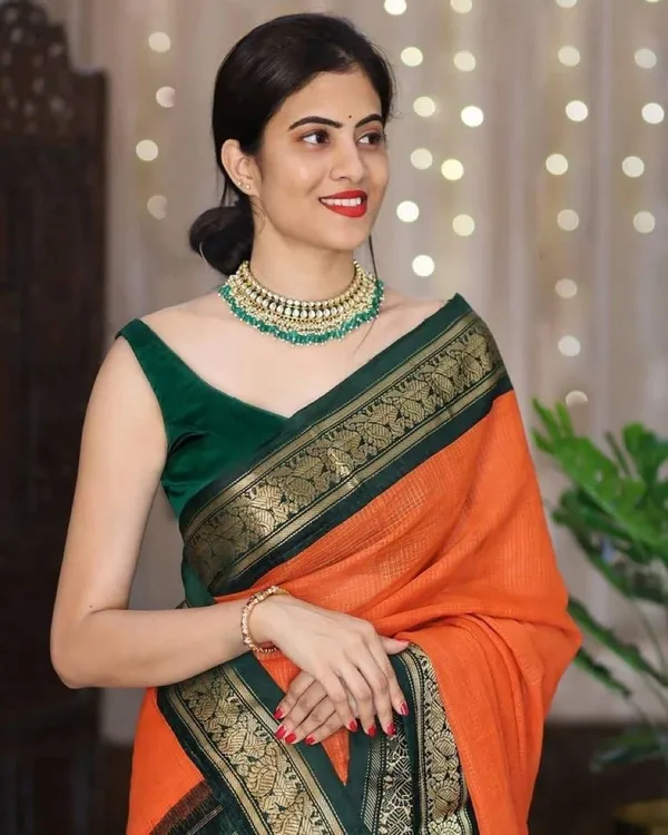 Orange_Jacquard_Premium_Saree_For_Women