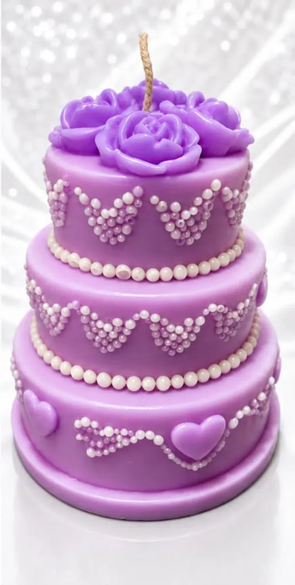 3_Tier_Floral_Cake_Candle_For_Home_Decor_(Red)
