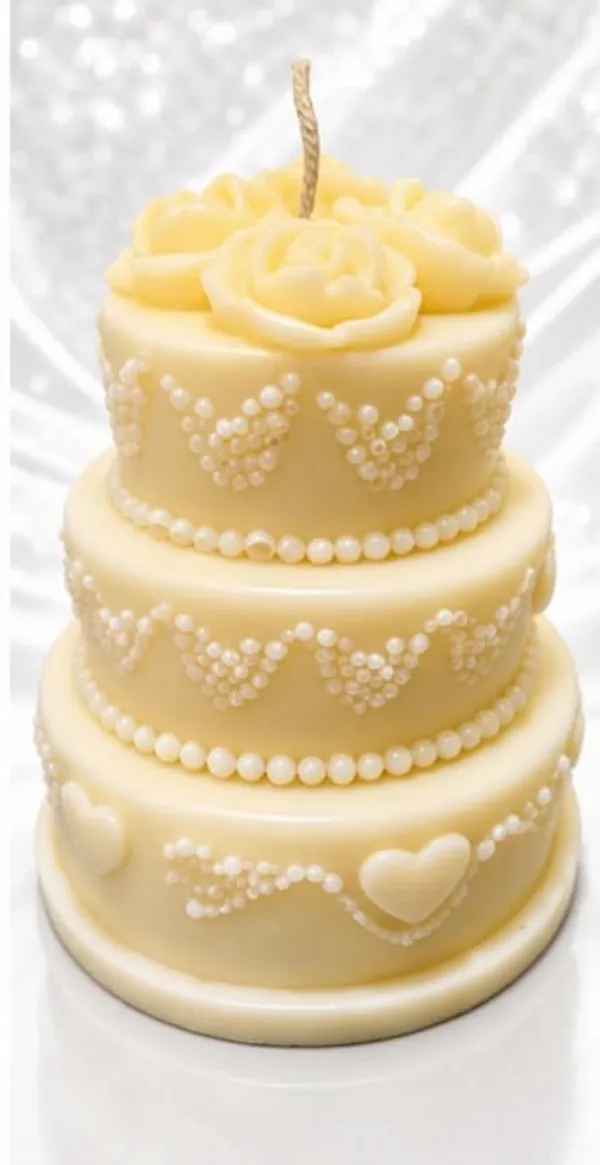 3_Tier_Floral_Cake_Candle,_White