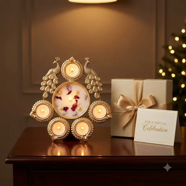 Goel_Vanya_Naturals_Soya_Wax_Peacock_Urli_Tealight_Candle_for_Home_Décor,_Bedroom,_Living_Room_&_Table_Decoration,_Decorative_Candle_for_Gifting,_Festive_Décor_&_Special_Occasions