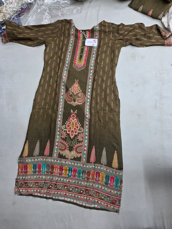 Brown_Muslin_Silk_Kurta_Set_For_Women