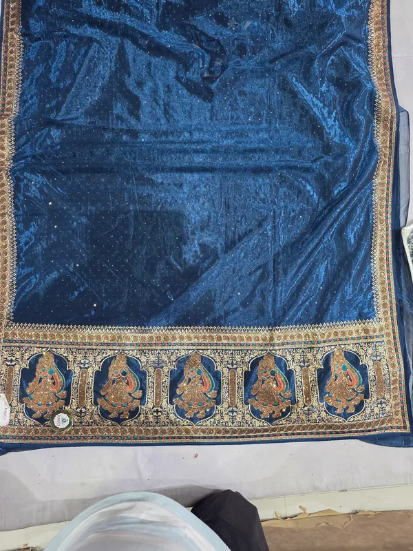 Blue_Twill_Net_Saree_For_Women