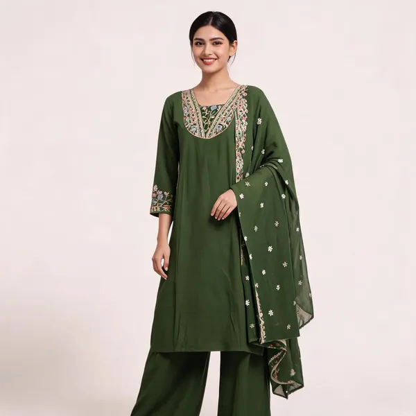 Green_Cotton_Silk_Straight_Kurta_Set_For_Women