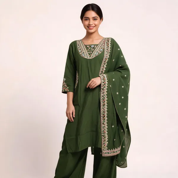 Green_Cotton_Silk_Straight_Kurta_Set_For_Women