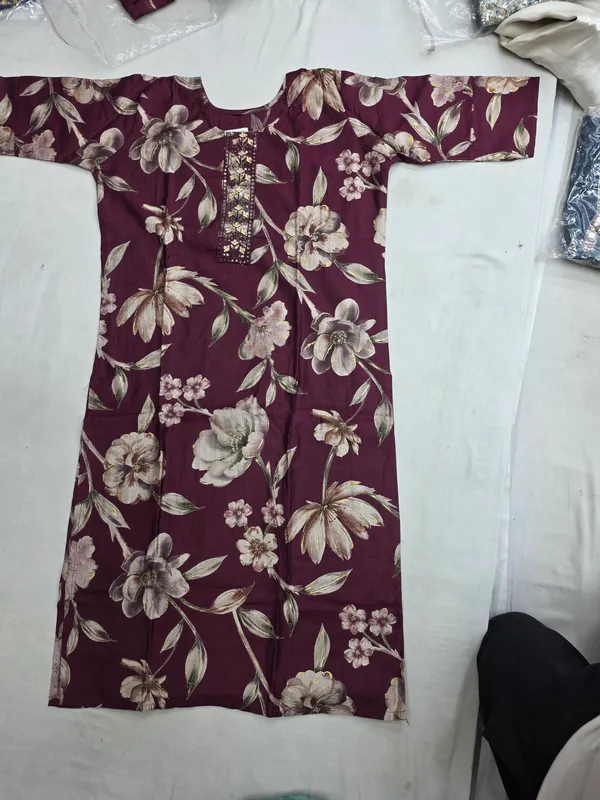 Maroon_Cotton_Silk_Kurta_Set_For_Women