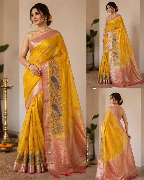 Yellow_Organza_Saree_For_Women
