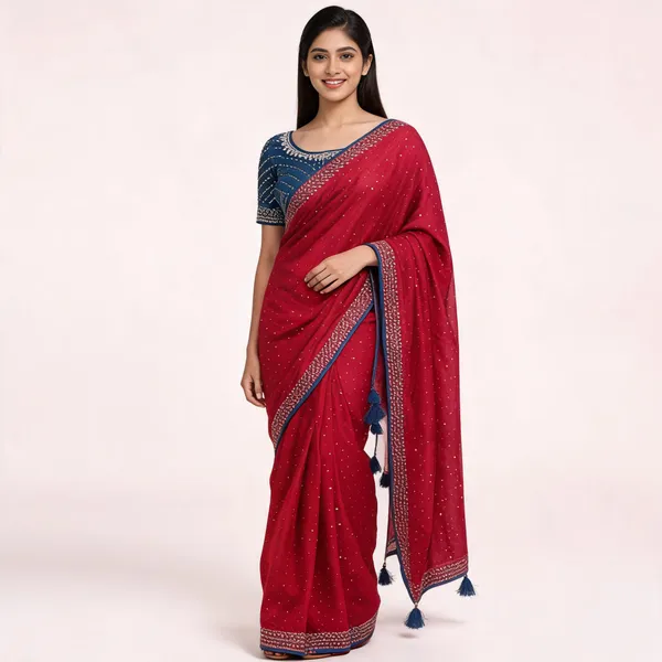 Red_Satin_Silk_Saree_For_Women