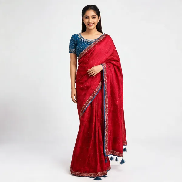 Red_Satin_Silk_Saree_For_Women
