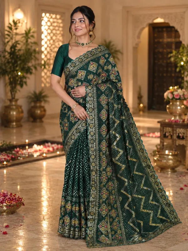 Green_Georgette_Saree_For_Women