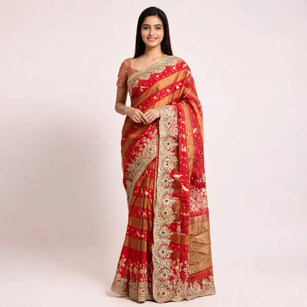 Red_Pure_Pashmina_Silk_Saree_For_Women