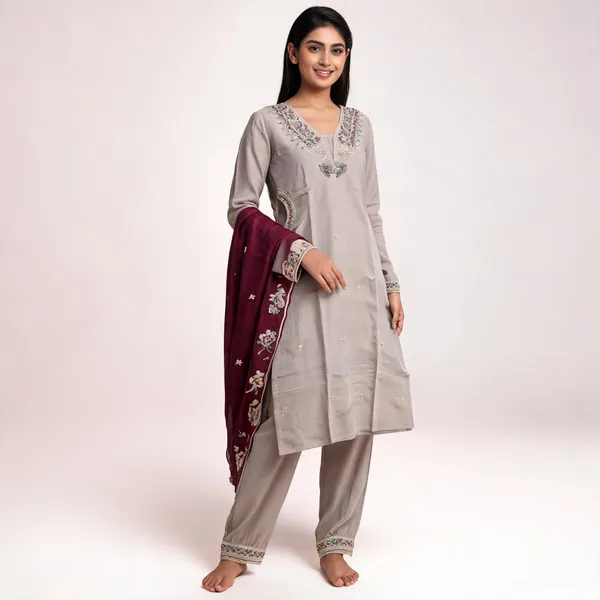 Grey_Cotton_Silk_Three_Piece_Suit_Set_For_Women