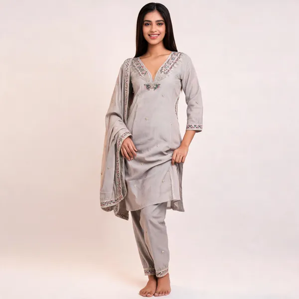 Grey_Cotton_Silk_Three_Piece_Suit_Set_For_Women