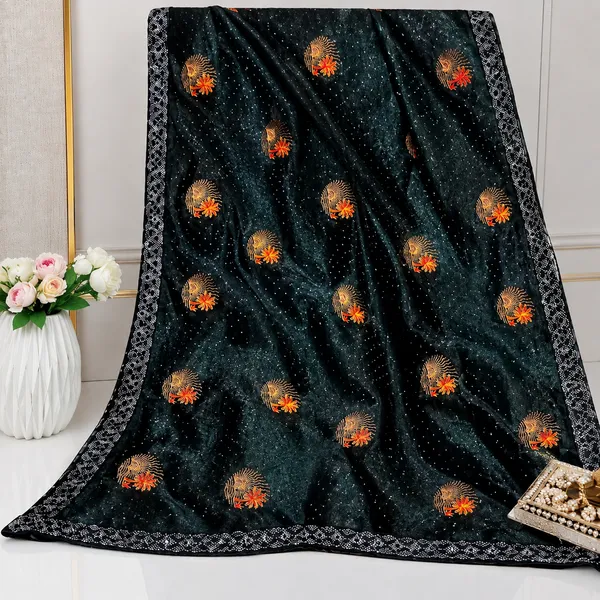 TWILL_NET_GREEN_SAREE_FOR_WOMENS_