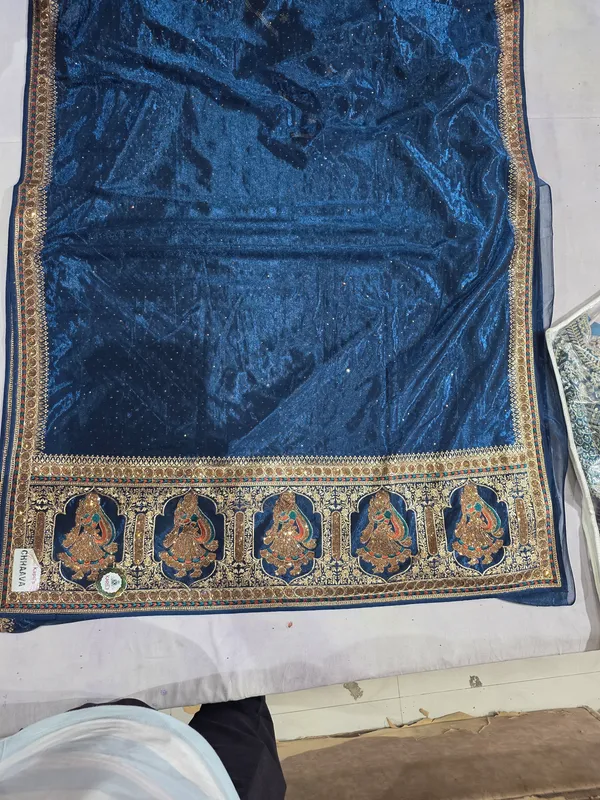Blue_Twill_Net_Saree_For_Women