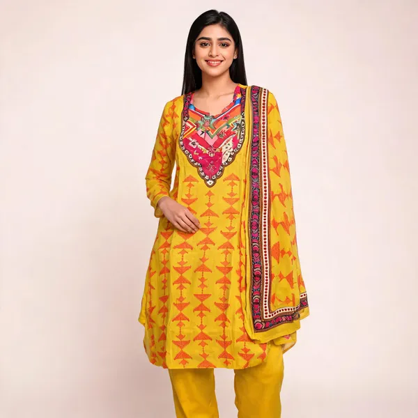 Yellow_Muslin_Straight_Kurta_Set_For_Women