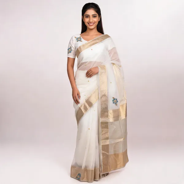 White_Organza_Saree_For_Women