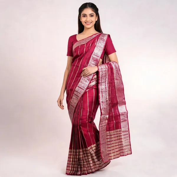 Pink_Twill_Net_Saree_For_Women