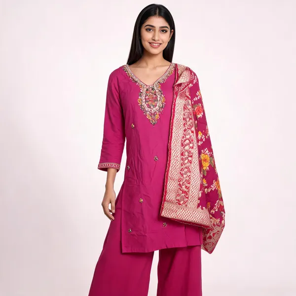Magenta_Pure_Viscose_Kurta_Set_For_Women