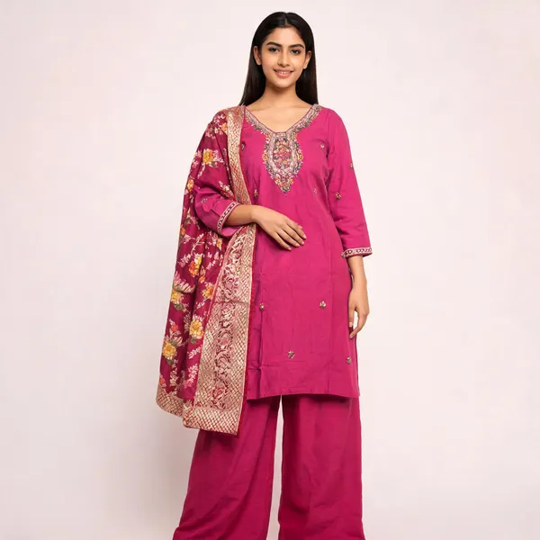 Magenta_Pure_Viscose_Kurta_Set_For_Women