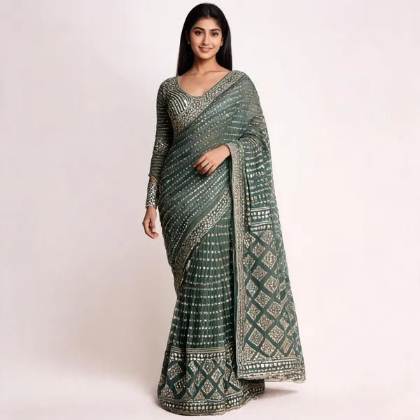 Green_Net_Saree_For_Women