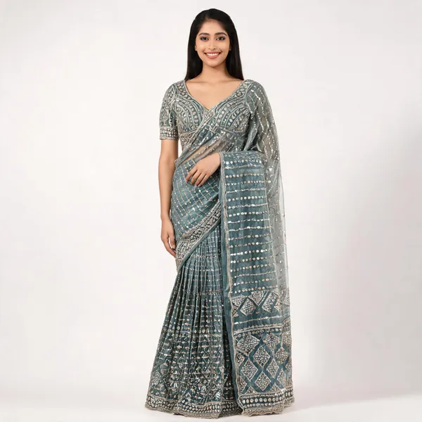 Green_Net_Saree_For_Women