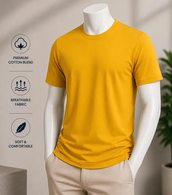 Yellow_Cotton_Regular_Fit_Round_Neck_T-Shirt_For_Adults