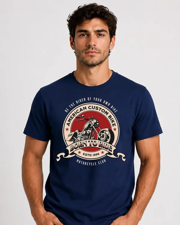 Navy_Blue_Cotton_Graphic_Printed_Motorcycle_T-Shirt_For_Adults