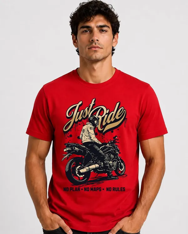 Red_Cotton_Graphic_Printed_Motorcycle_T-Shirt_For_Adults