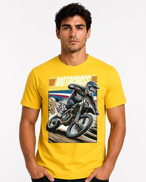 Yellow_Cotton_Graphic_Printed_Motorcycle_T-Shirt_For_Adults