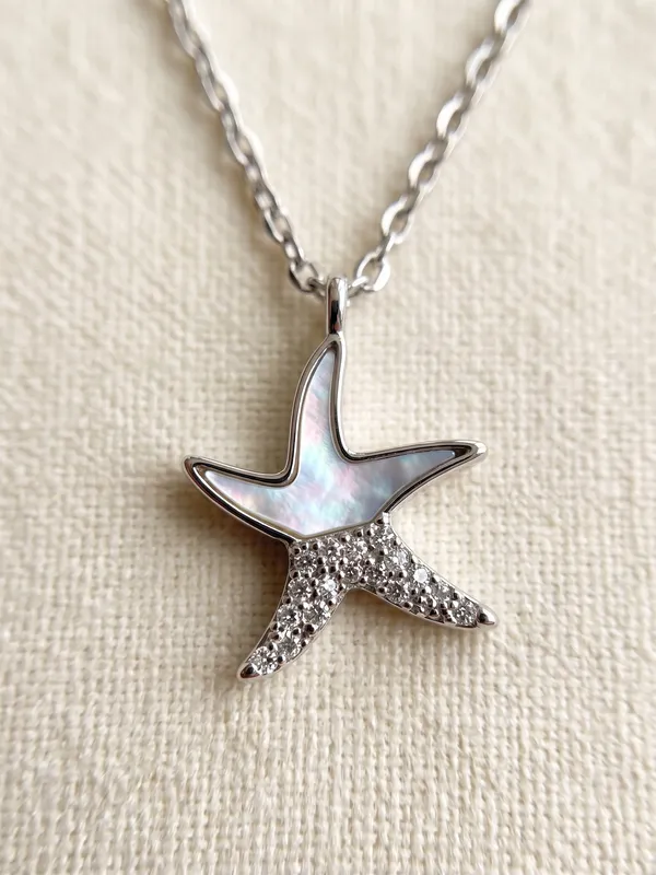 Silver_Stainless_Steel_Starfish_Pendant_Necklace_For_Women
