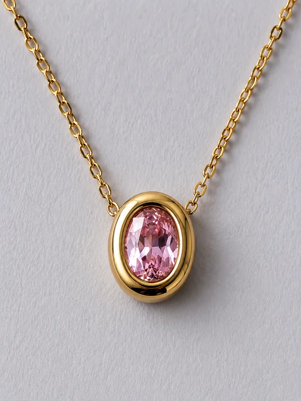 Gold_Stainless_Steel_Oval_Pendant_Necklace_For_Women