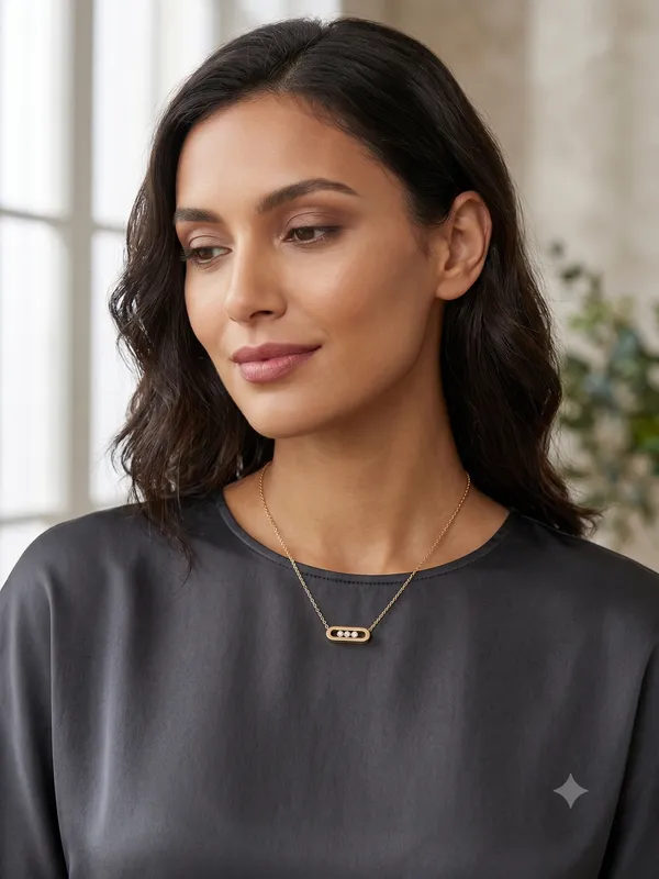 Gold_Stainless_Steel_Three-Stone_Pendant_Necklace_For_Women