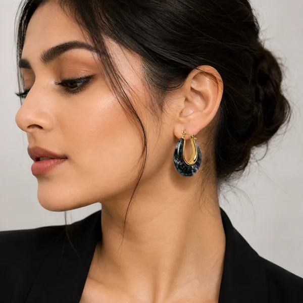 Gold_Brass_Black_Textured_Hoop_Earrings_For_Women