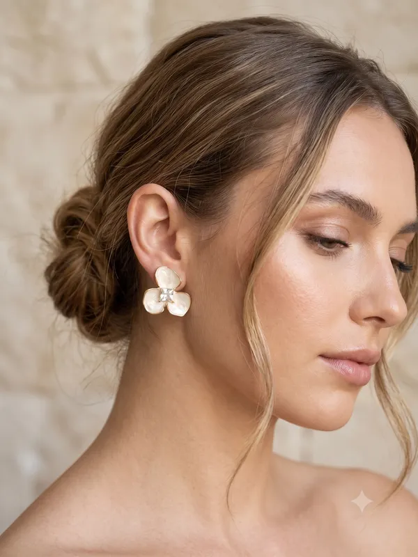 Gold_Stainless_Steel_Floral_Stud_Earrings_For_Women