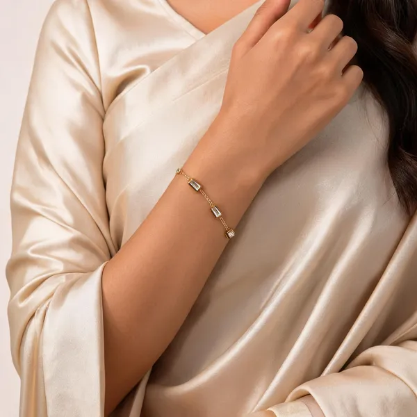 Gold_And_White_Brass_Rectangular_Stone_Link_Bracelet_For_Women