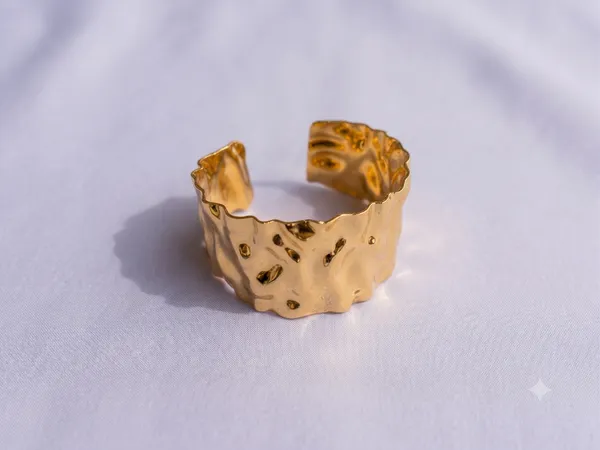Gold_Stainless_Steel_Textured_Statement_Cuff_Bangle_For_Women