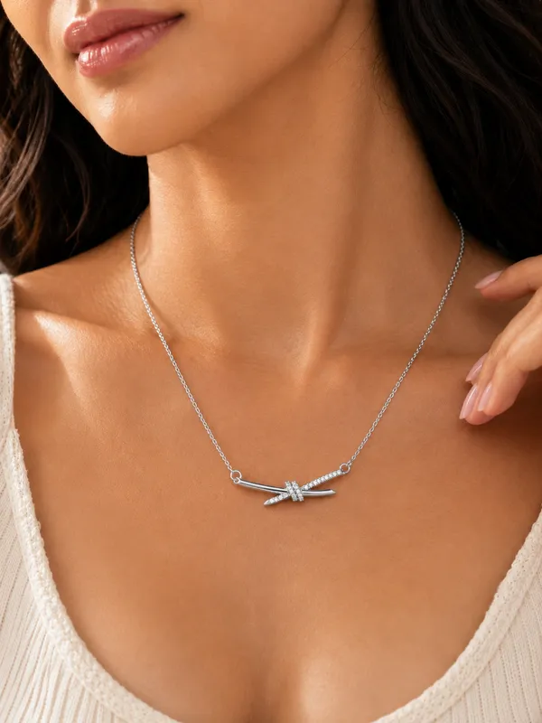 Silver_Brass_Rhinestone_Knot_Pendant_Necklace_For_Women