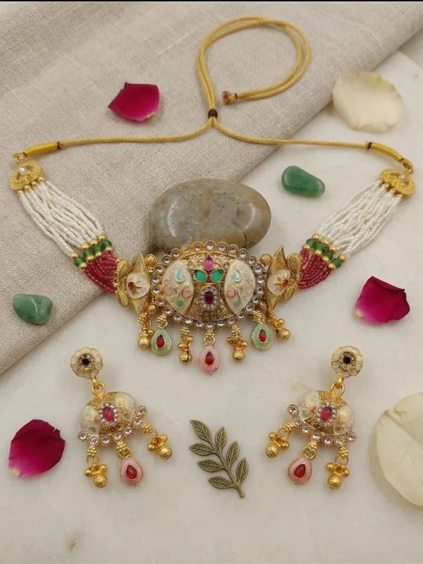 Multicolor_Brass_Beaded_Meenakari_Necklace_Set_For_Women