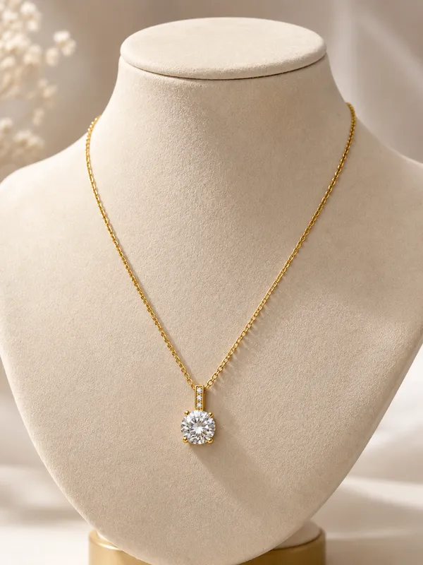 Gold_Stainless_Steel_Round_Pendant_Necklace_For_Women