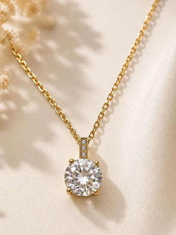Gold_Stainless_Steel_Round_Pendant_Necklace_For_Women