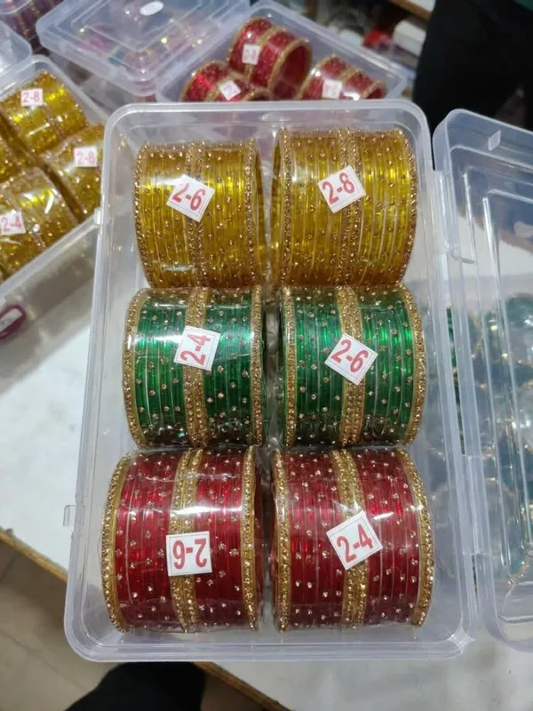 3-in-1_Combo_Pack:_Premium_Designer_Glass_Bangle_Set_(6_Pairs_/_3_Royal_Colors)_�_Trending_3_Color_Mix_Bangle_Box_�_Red,_Green_&_Gold_Combo_Set
