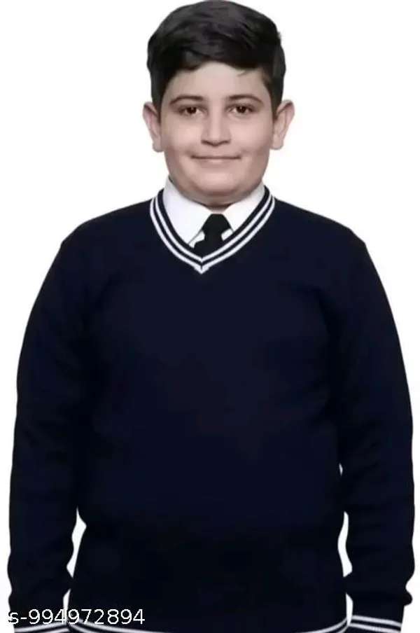 Kid_S_School_Uniform_Sweater_White_Stripe