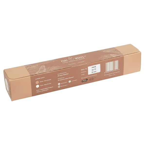 Purewraps_Food_Wrapping_Paper_Roll_Brown_Printed_Brown_Hearts_Print_18_Meters_Pack_Of_2_Default_Title