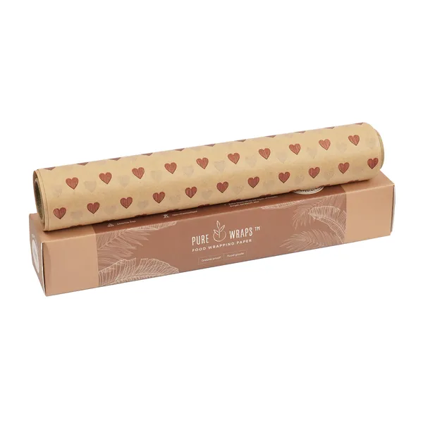 Purewraps_Food_Wrapping_Paper_Roll_Brown_Printed_Brown_Hearts_Print_18_Meters_Pack_Of_2_Default_Title
