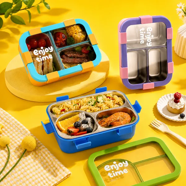 Funstack_3_Compartment_Insulated_Bentobox_With_Spoon_N_Fork_Green
